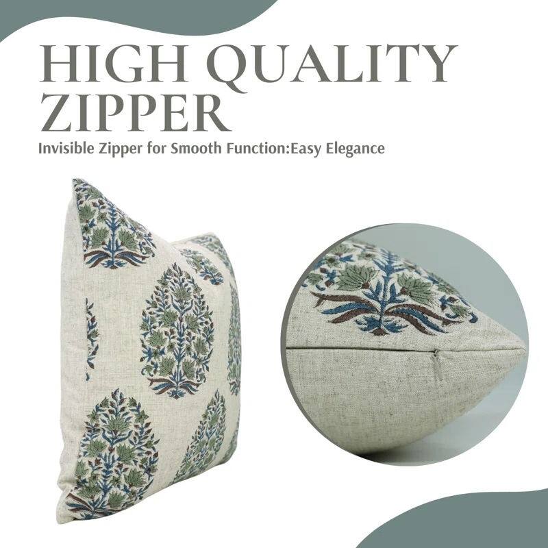 Fabdivine Bohemian Linen Artisan Fall Decorative Pillow Cover Accent, Kumud