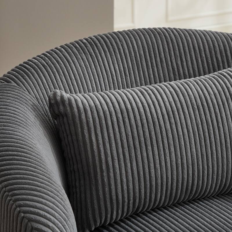 34.25 "Wide Upholstered Corduroy 360°Swivel Barrel Soft Accent Chair