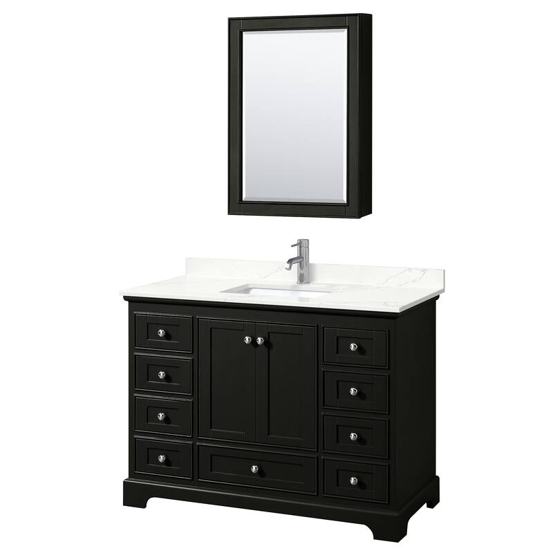 Wyndham Collection WCS202048S-QTZ-UNSMED Deborah 48" Free Standing - Dark Espresso / Giotto Quartz Top / Polished