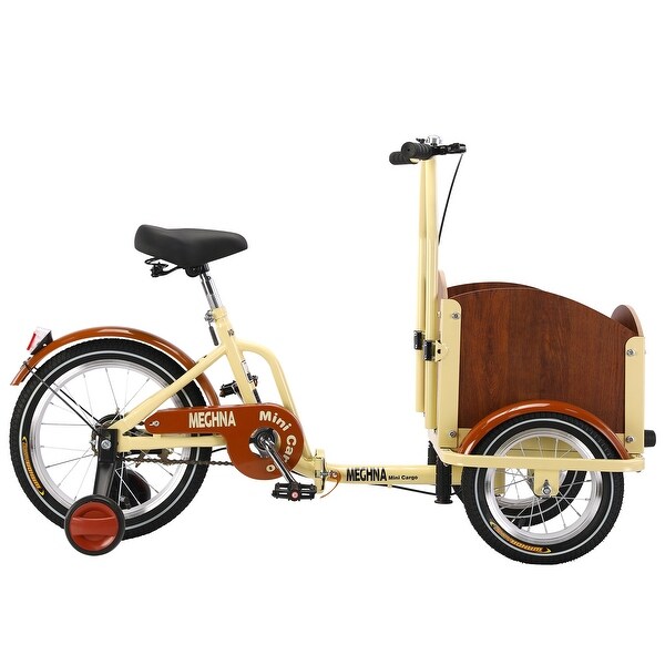 Foldable Mini Cargo Tricycle with Basket for Kids Ages 6-12, Pet