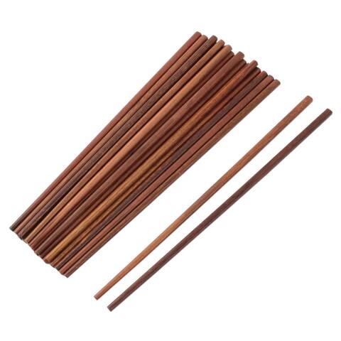 Family Kitchen Wood Tableware Non-slip Dinner Lunch Chopstick Brown 10 Pairs