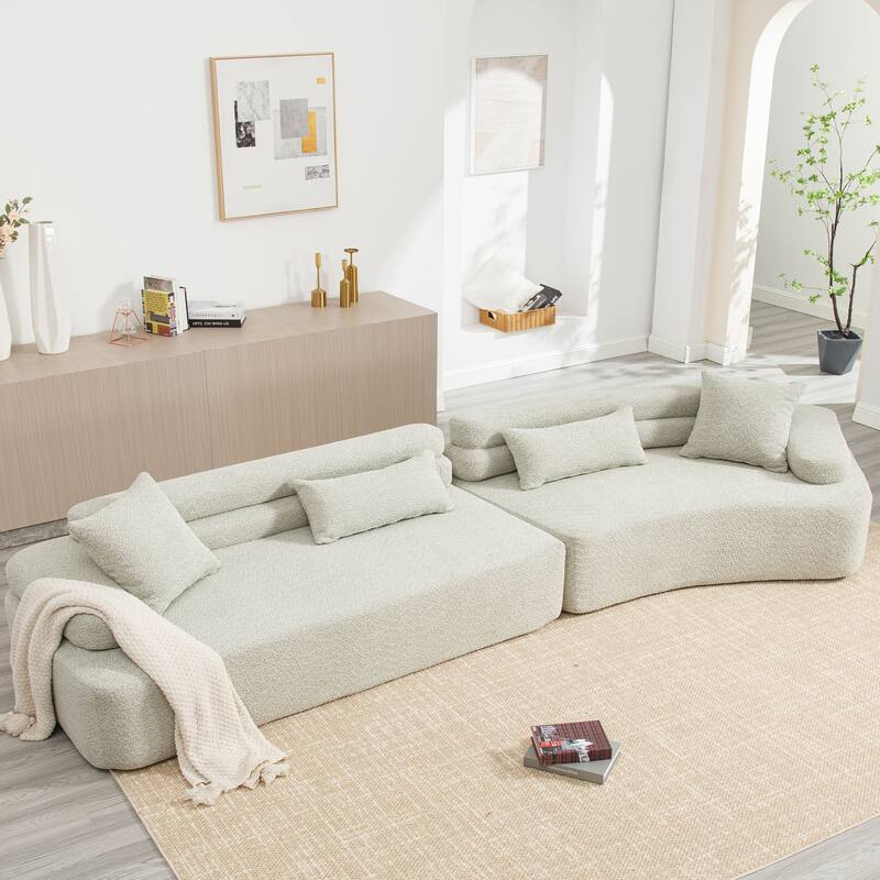 139" Boucle Curved Modular Sectional Sofa, No Assembly