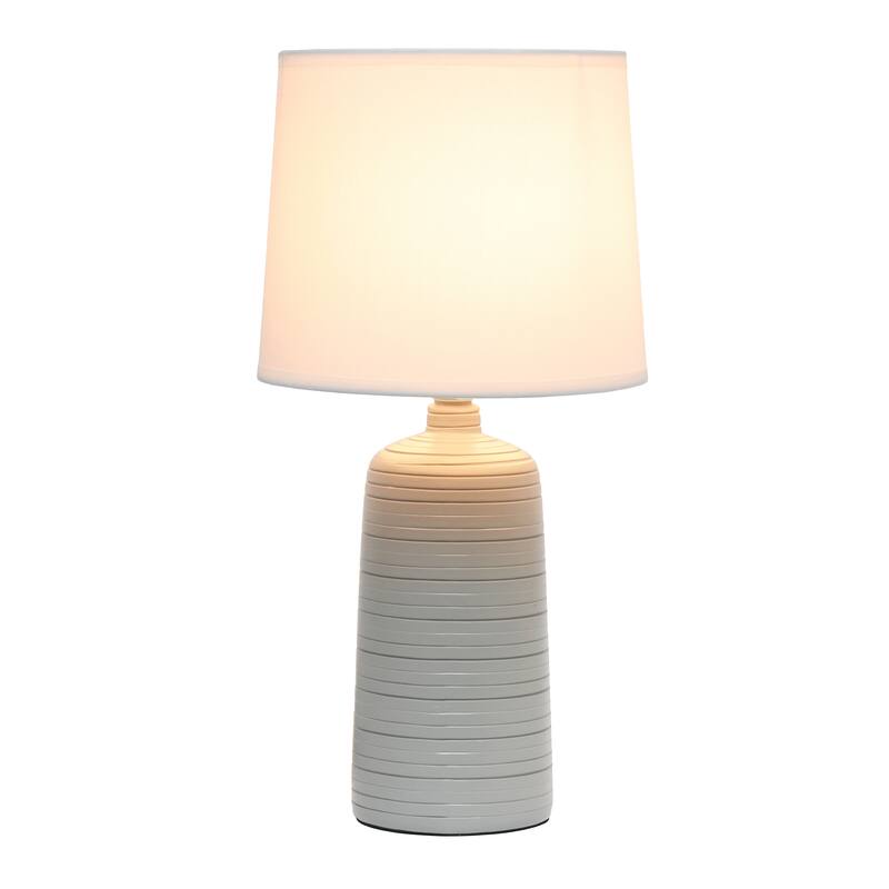 Simple Designs Textured Linear Ceramic Table Lamp, Off White - N/A - Taupe