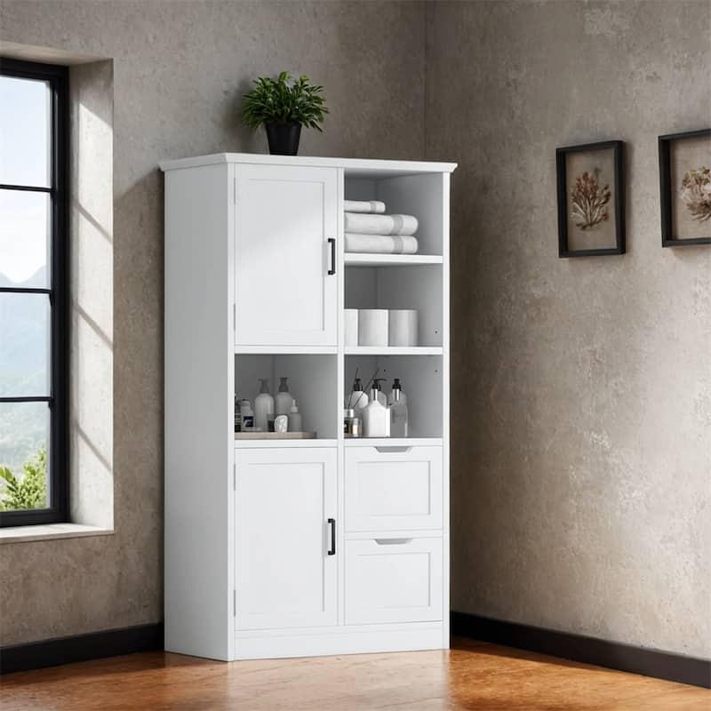 Bathroom Storage Cabinet with Doors and Drawers,Multiple Storage Space