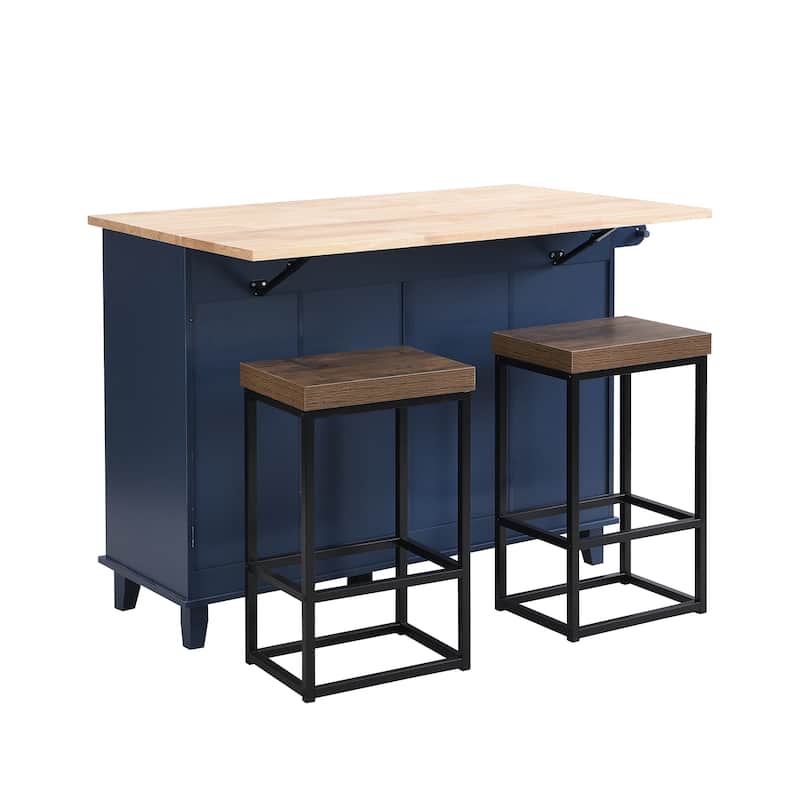 3-Piece Farmhouse Dining Set with Drop Leaf & 2 Chairs