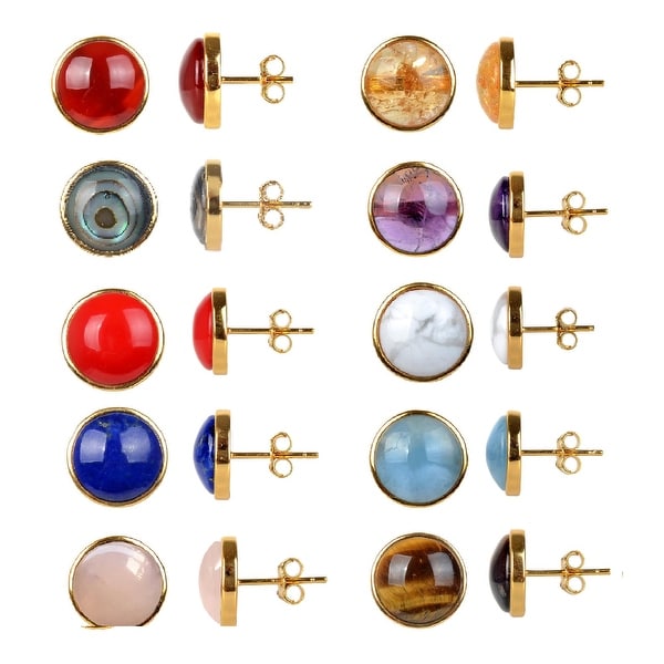 Gold Over Sterling Silver Natural Choice Of Gemstone Stud Earrings