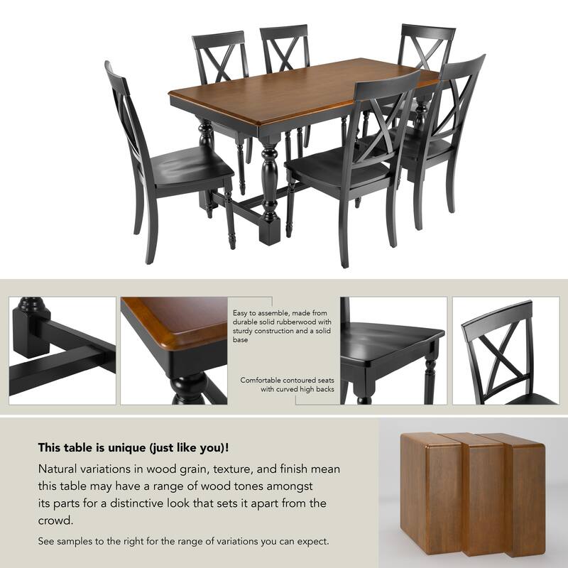 Bush Furniture Sterling 67W Dining Table with 6 Cross Back Chairs