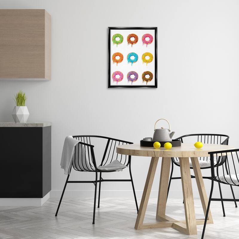 Stupell Bright Donut Rows Framed Floater Canvas Wall Art Design By Marcus Prime