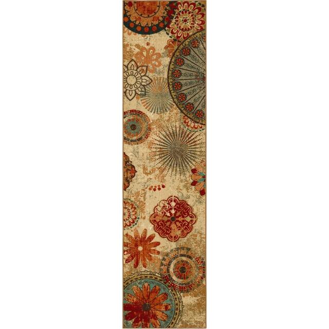 Mohawk Home Alexa Floral Medallion Area Rug - 2' x 8' - Tan/Red