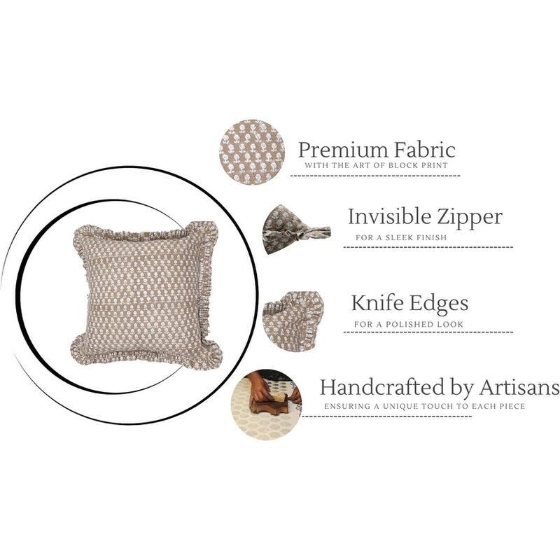 Fabdivine Cotton Farmhouse Block print pillow Cover