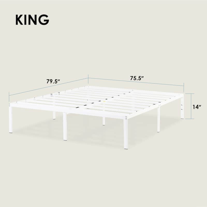 Metal 14-inch Platform Bed Frame By Crown Comfort