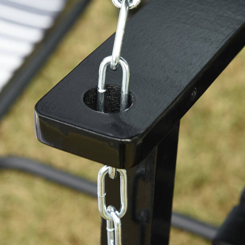 Outsunny 2-Seater Hanging Porch Swing Outdoor Patio Swing Chair Seat with Slatted Build and Chains - N/A
