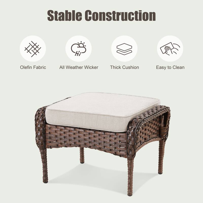 Pocassy Patio Outdoor Sofa Ottoman with Swivel Chair Table