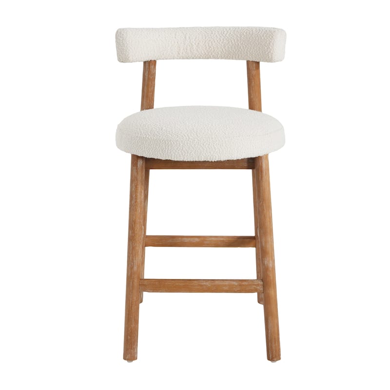 Christopher Knight Home - Riven Natural Rubberwood 26.77" Counter Stool Set with Beige Upholstery