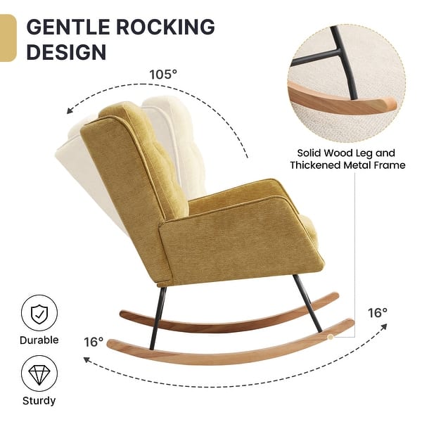 dimension image slide 0 of 10, HOMYKA 25.2” Wide Rocking Chair with Button Accents for Nurseries