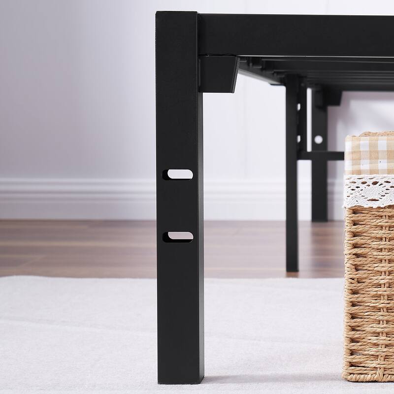 VECELO 14" No-Screw Metal Bed Frame Quick Snap Assembly Platform Underbed Storage No Box Spring Needed