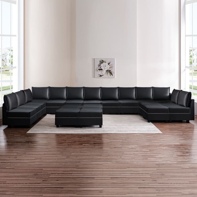 Convertible U Shaped 13 Piece Modular Sofa Sectional Modular Couch with Chaise Oversized Sofa Sleeper Couch