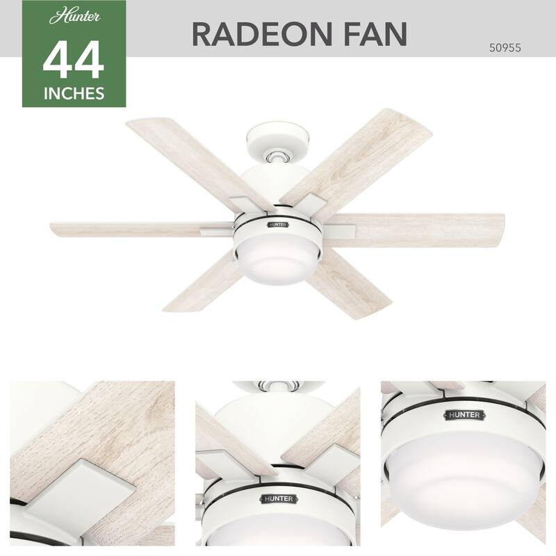 Hunter 44" WiFi Radeon Ceiling Fan with LED Light Kit and Wall Control - SMART FAN!