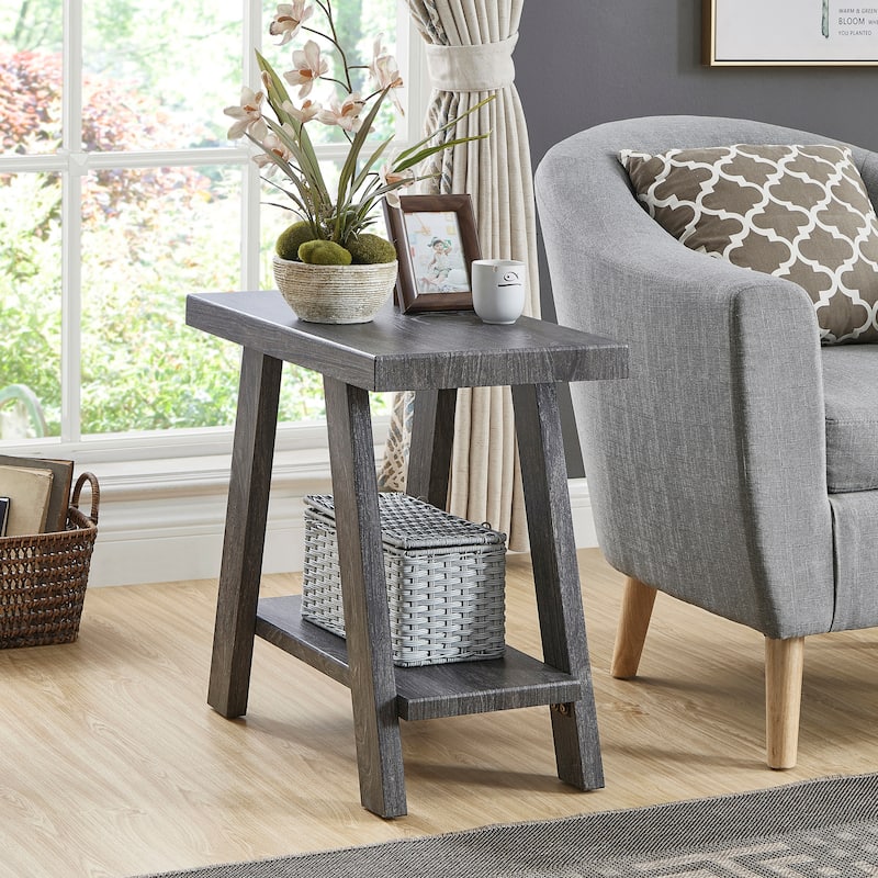 Roundhill Furniture Athens Contemporary Wood Shelf Side Table - Grey - Wood