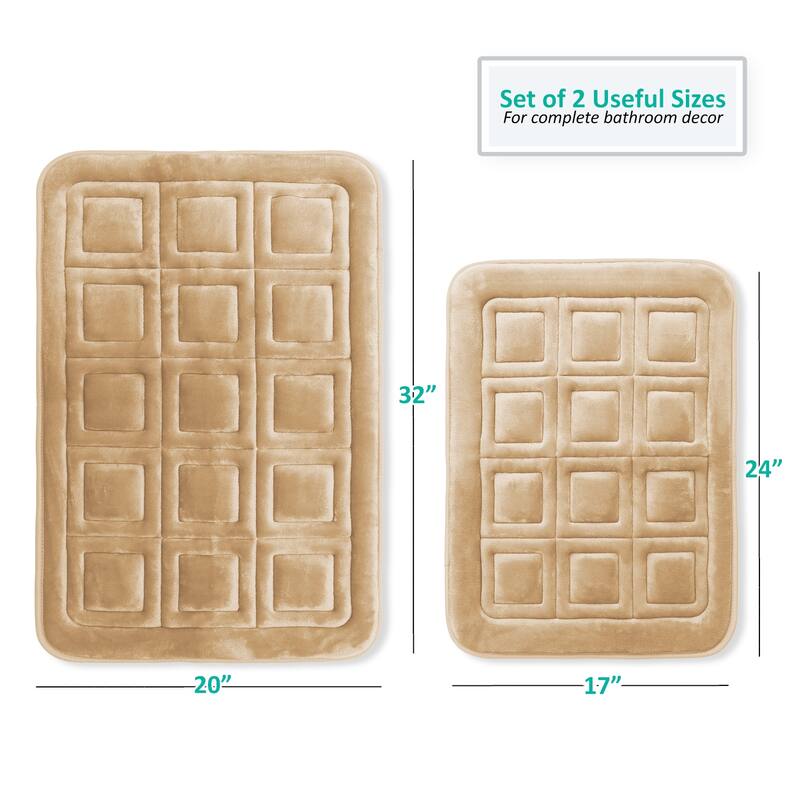 Clara Clark Ultra Soft Non Slip and Absorbent Bath Rug - Waffled Velvet Memory Foam Bath Mat