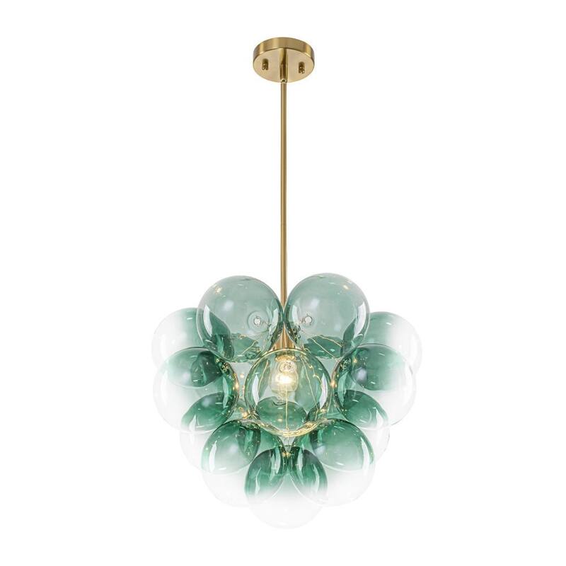 Glam Single-light Dining Room Glass Globe Bubble Chandelier - 17.7 in