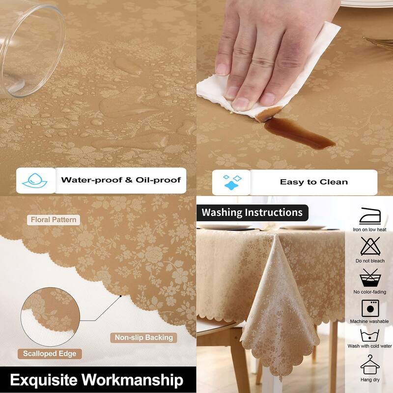 Square Table Cloth,Waterproof Heavy Duty Vinyl Tablecloths,54"L x 54"W