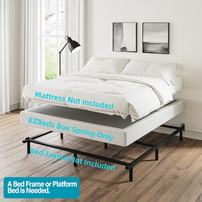 9 Inch High Profile Strong Metal Frame Mattress Foundation With Grey Cover