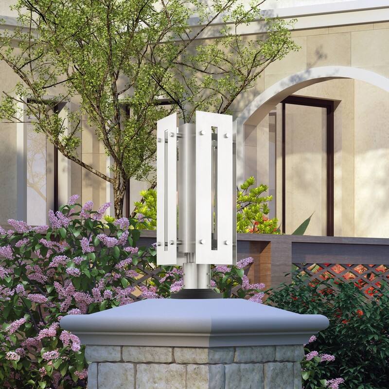 Livex Lighting 1-light Brushed Nickel Outdoor Post Top, 21776-91 - 8.625" Sq. x 20" H
