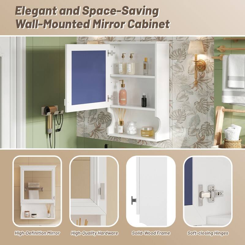 20" Wall Mounted Bathroom Cabinet with Mirror and Door