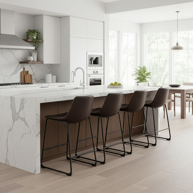 Carbon Loft Richard Faux Leather and Iron Counter Stool (Set of 2)