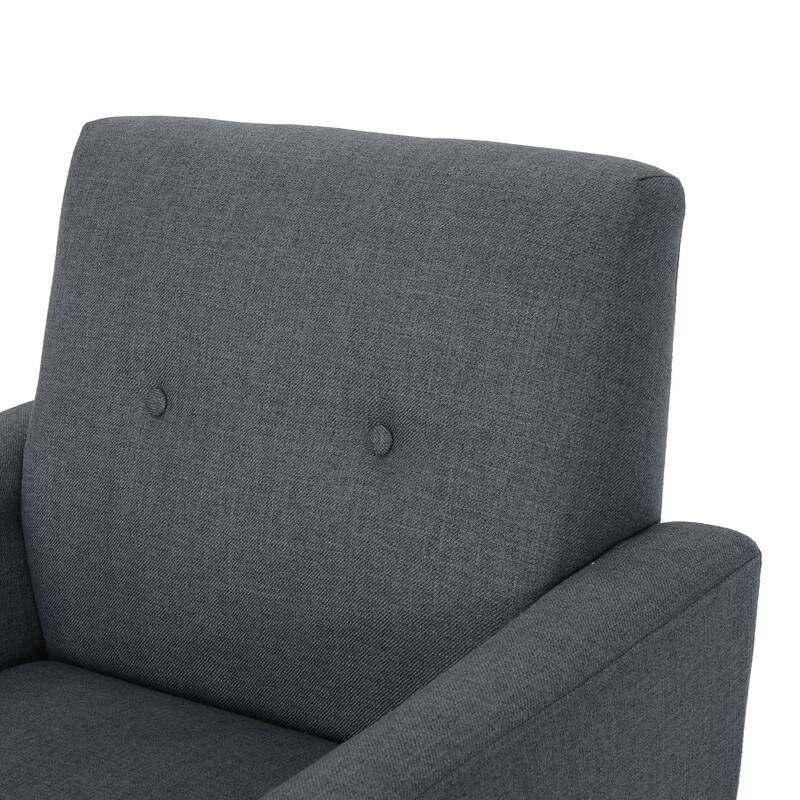 Roomfitters Modern Upholstered Club Chair with Cushioned Seat, Button-Tufted Back and Tapered Legs for Living Spaces
