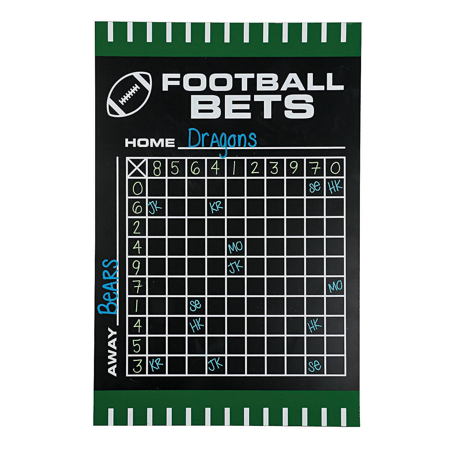 : Football Big Game Betting Pool Box Squares Scoreboard