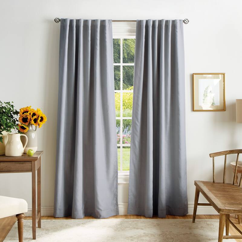 Martha Stewart Bedford Woven Plaid Blackout Curtain Panel Pair - 95-inch - Grey