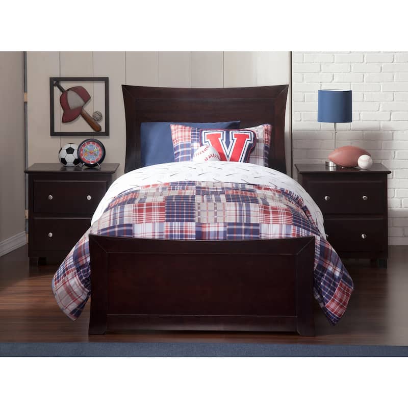Traditional Bed Frame with Footboard - Solid Wood Bed with Symmetrical Design - Espresso Finish