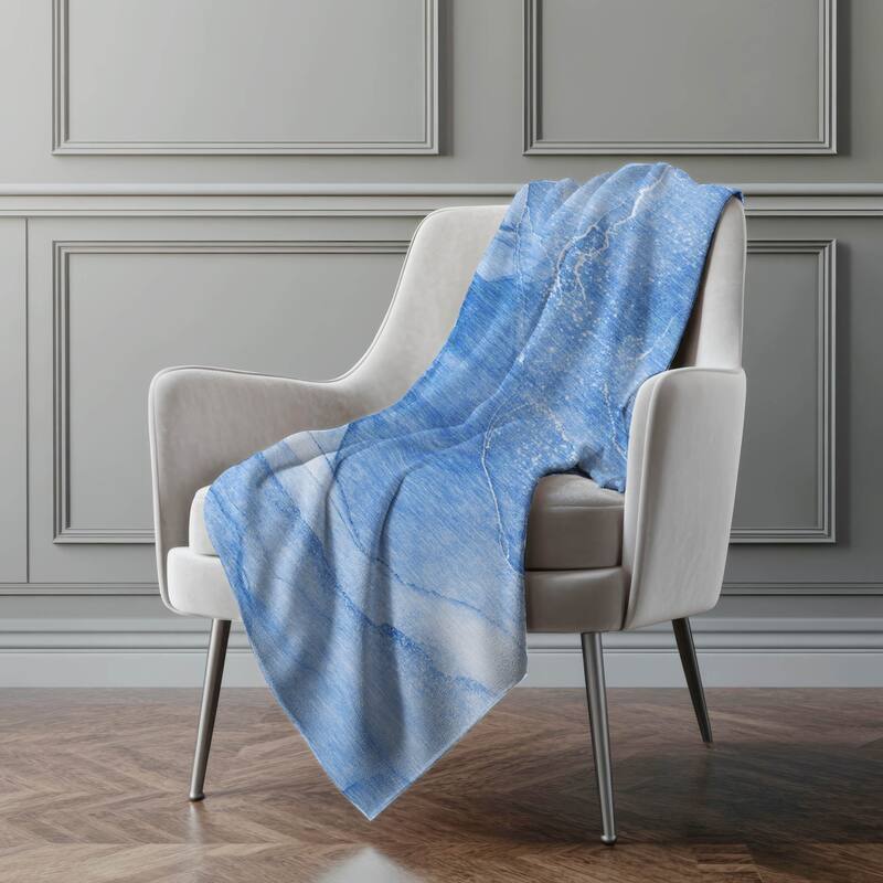 Premium Machine Washable Modern Abstract Sherpa Throw Blanket - Blue - 4'2" x 5'10"