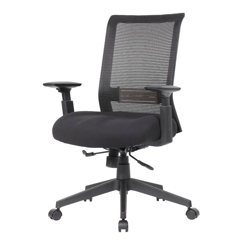 Rolling Task Chair, Black Mesh, Foam Padded Built-in Seat Slider