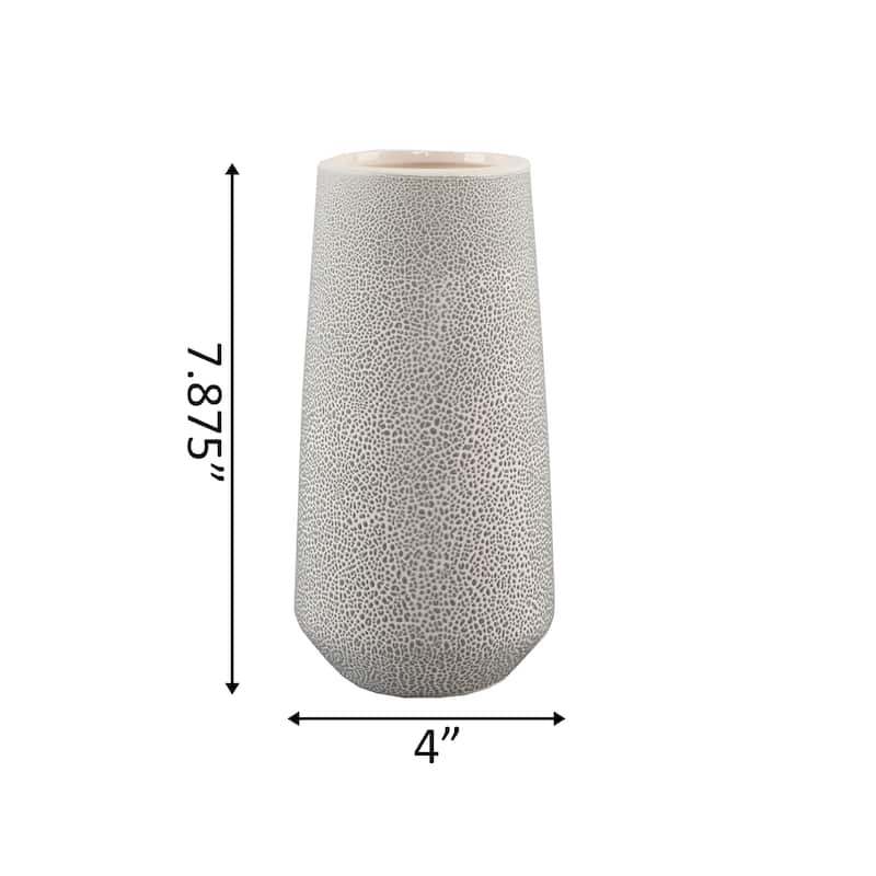 8" H Leather Finish Ceramic Vase Planter,Cream