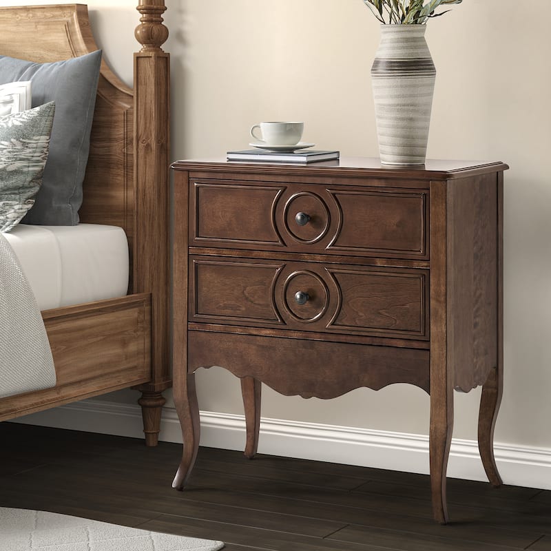 Sidney Traditional 3-Drawer Nightstand with Built-In Outlets and USB by HULALA HOME