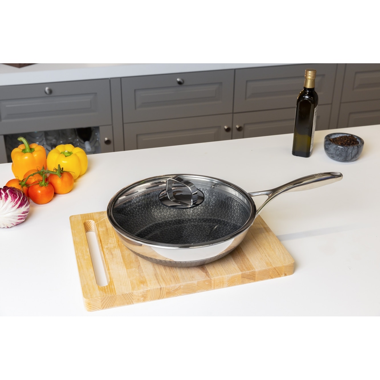 DiamondClad by Livwell 12 Hybrid Nonstick Wok Set with Tempered Glass Lid,  Dishwasher Safe, Cool Touch Handle, PFOA-free - On Sale - Bed Bath & Beyond  - 37916832