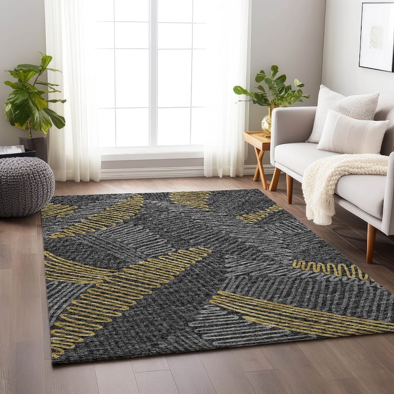 Premium Washable Super Soft Modern Floral Mayfield Rug - Gray - 2' 6" x 3' 10" - Rectangle
