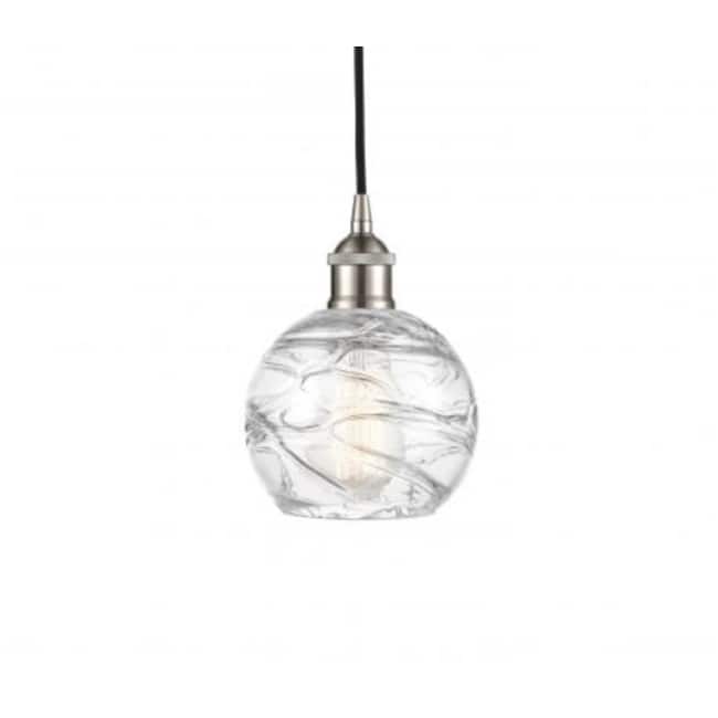 Innovations Lighting 616-1P-9-6 Athens Pendant Athens 6" Wide Mini - Brushed Satin Nickel / Clear Deco Swirl