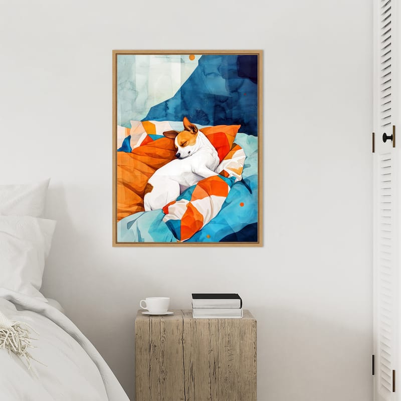 Dogs Life Nap by Justyna Jaszke Framed Canvas Wall Art