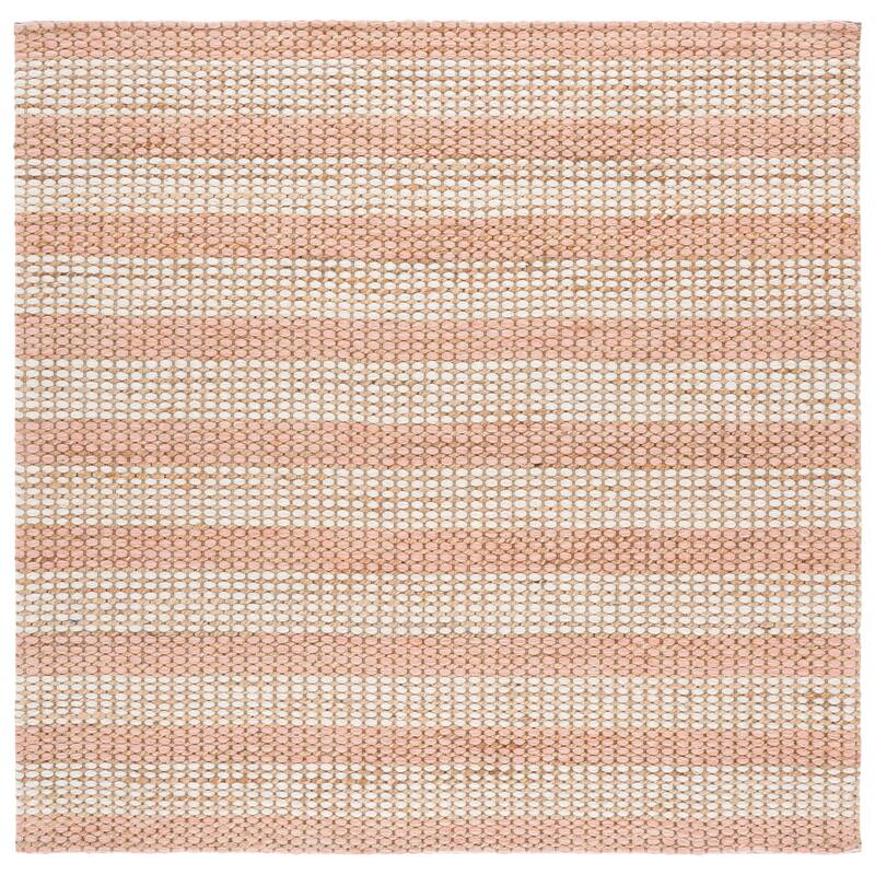 Martha Stewart by SAFAVIEH Handmade Halldis Jute Rug - 6' Square - Natural/Blush