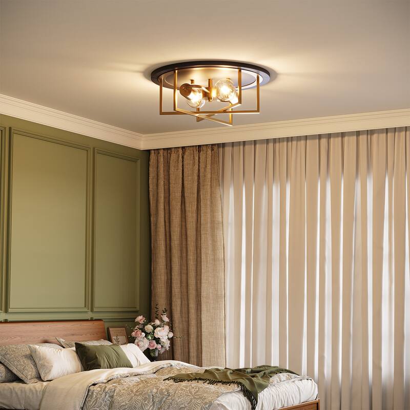 Gold Metal Modern 13 Inches Flush Mount Ceiling Light