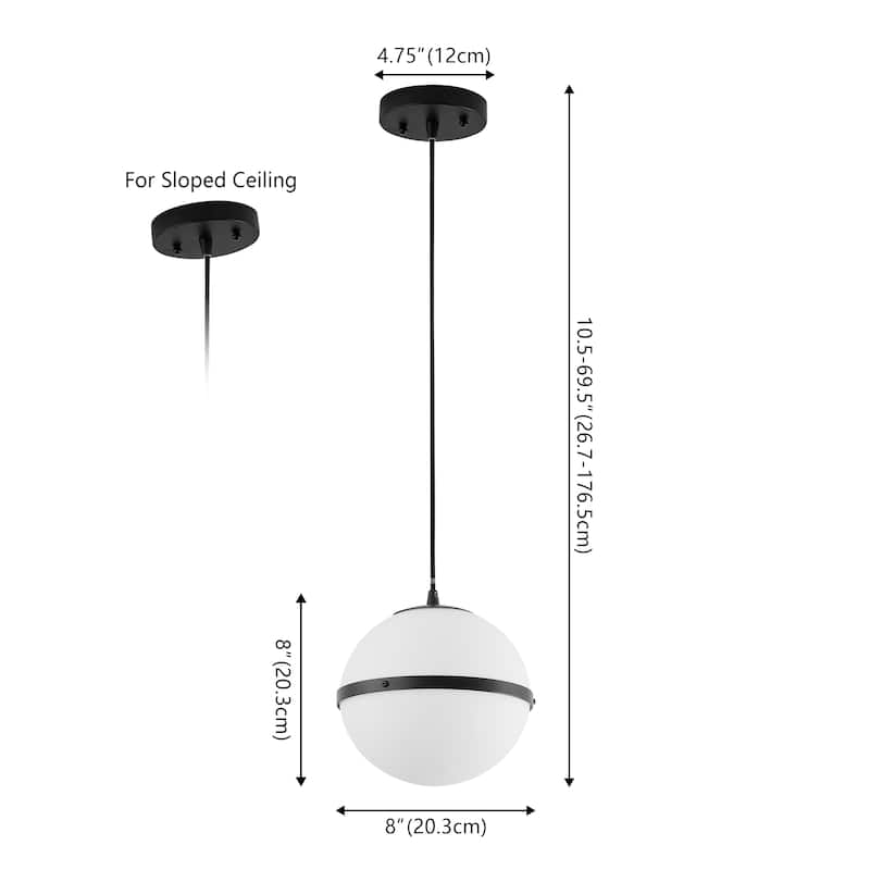 Porter 8" Modern Minimalist Globe LED Pendant Light, By JONATHAN Y