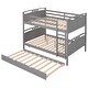 preview thumbnail 7 of 7, Full-over-Full Wood Bunk Bed with Twin Size Trundle, Separable Bunk Bed