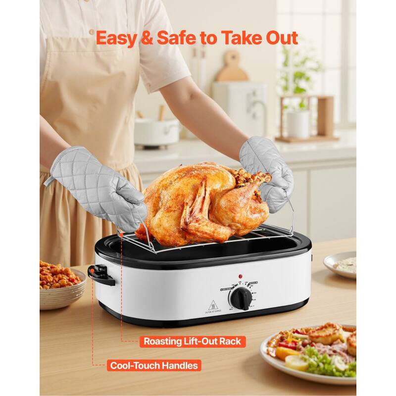 Black-Silver 18QT Electric Roaster Oven 1450W with Self-Basting Lid - 23.31 x 15.67 x 11.22 in.