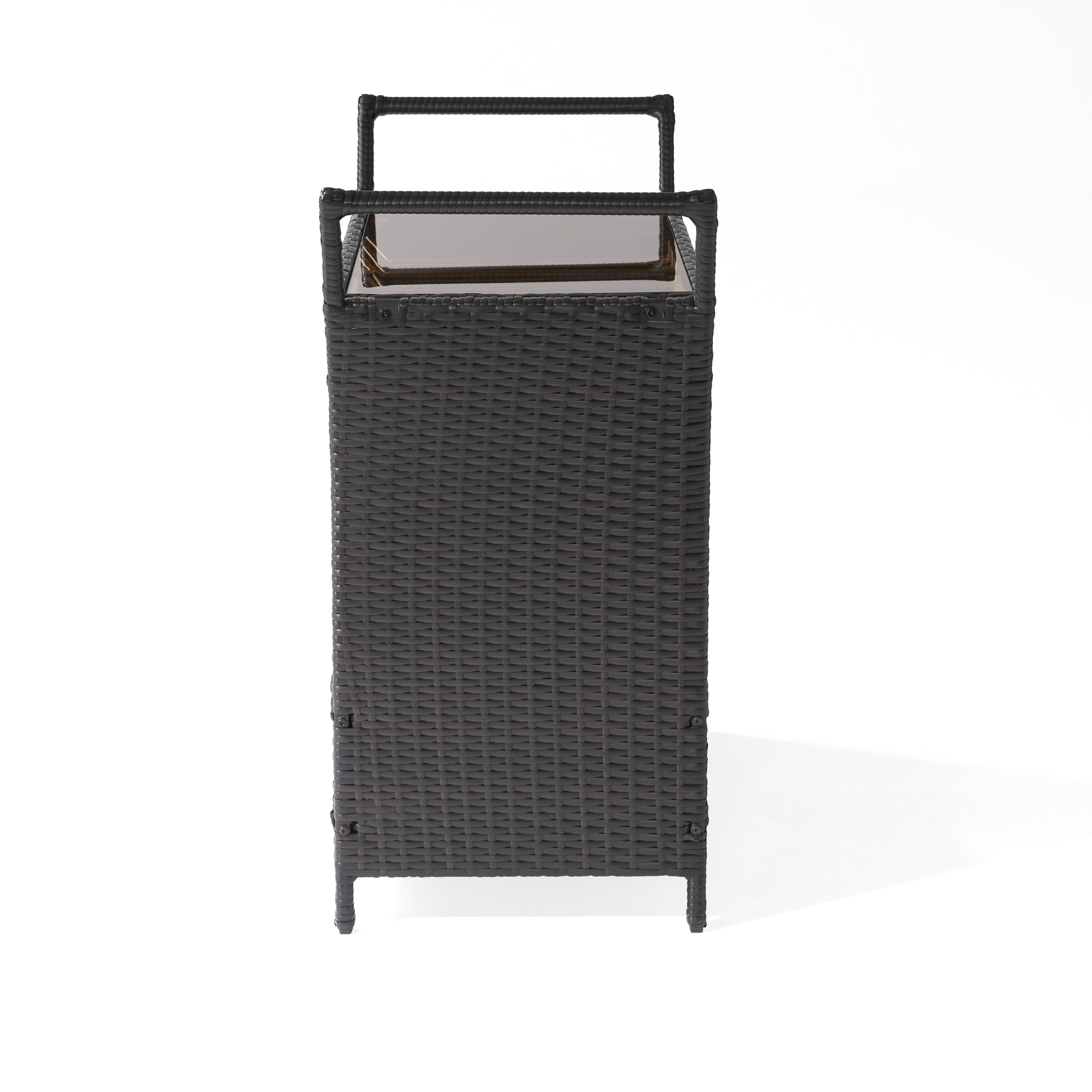 Details about   Bahama Outdoor Wicker Bar Cart with Tempered Glass Top 