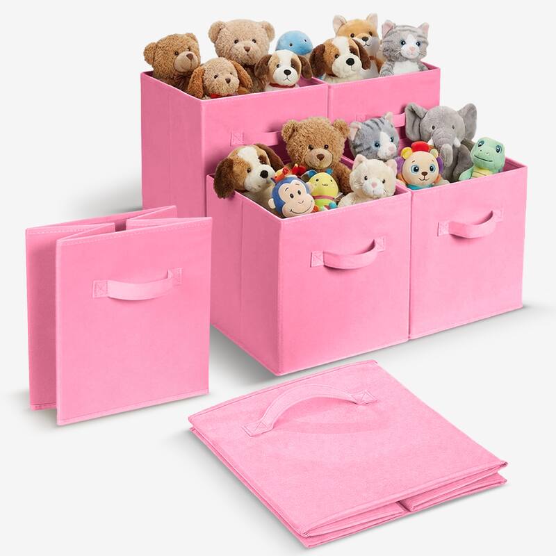 Cheer Collection 6 Pack Fabric Storage Cubes with Dual Handles Collapsible Organizer Bins