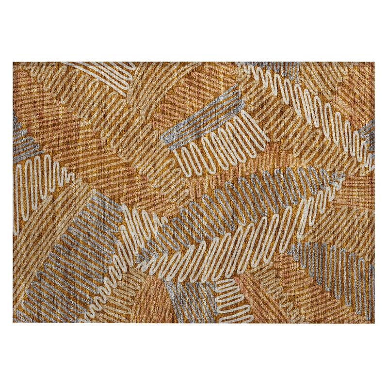 Machine Washable Indoor/ Outdoor Chantille Contemporary Squiggles Rug